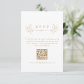 Gouden Eenvoudige Elegante Kersenbloesem QR Code H RSVP Kaartje (Staand voorkant)