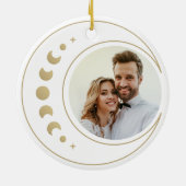 Gouden eerste kerst getrouwd keramisch ornament (Achterkant)