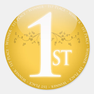 Gouden eerste plaats (1e) Award Ronde Sticker