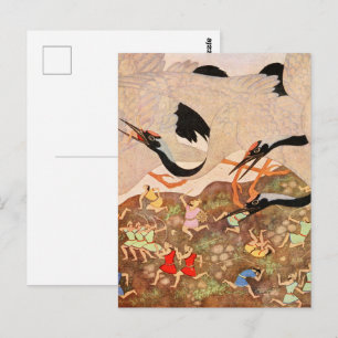 Gouden Eeuw Art Nouveau Reuzen Vogels Poster Briefkaart