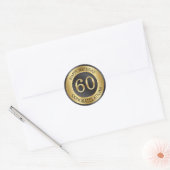 Gouden effect 60e verjaardag ronde sticker (Envelop)