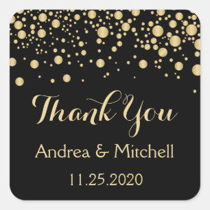 Gouden effect confetti Dank u Sticker