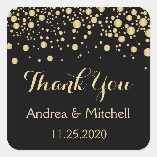Gouden effect confetti Dank u Sticker (Voorkant)
