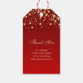 Gouden effect confetti rood Dank u Gift label Cadeaulabel (Achterkant)