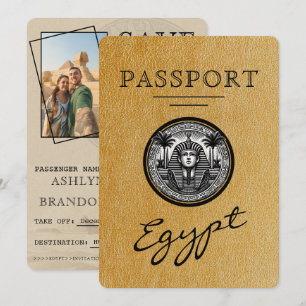 Gouden Egyptische Paspoort Trouwkaart Save the Dat Date