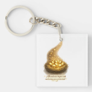 Gouden Ei Nest Inspirerende Sleutelhanger