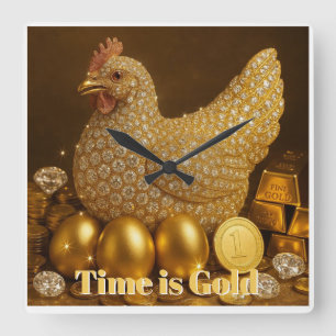 Gouden Eieren Luxe Wandklok Vierkante Klok