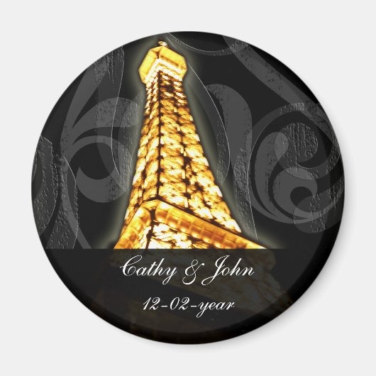 gouden Eiffeltoren Franse bruiloft Opslaan Datum Magneet (Voorkant)