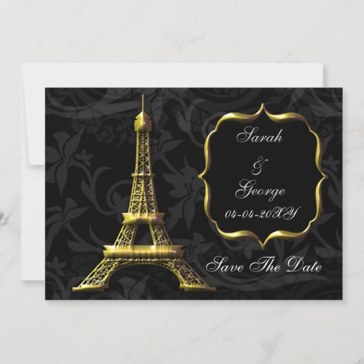 gouden Eiffeltoren Franse bruiloft Opslaan Datum Save The Date (Voorkant)