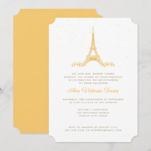 Gouden Eiffeltoren onder de sterren Quinceañera Kaart