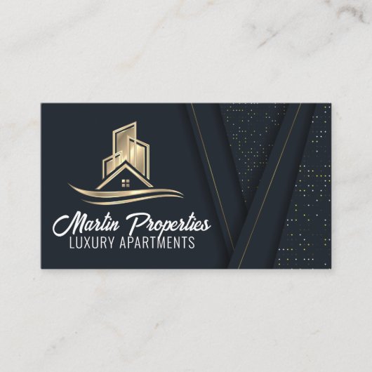 Gouden eigendom Logo | Onroerend goed Visitekaartje (Voorkant)