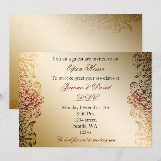 gouden elegant Corporate party Invitation Kaart (Voorkant / Achterkant)