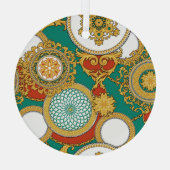 Gouden Elegante Arabesque Achtergrond Glas Ornament (Achterkant)