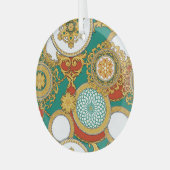 Gouden Elegante Arabesque Achtergrond Glas Ornament (Voorkant links)