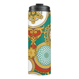Gouden Elegante Arabesque Achtergrond Thermosbeker