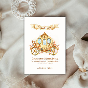 Gouden Elegante Bloem Prins Koets Baby Shower Bedankkaart