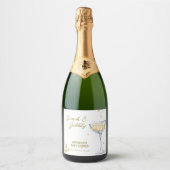 Gouden Elegante Brunch Bubbly Champagne Baby showe Sparkling Wijnetiket (Voorkant)