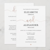 Gouden elegante eenvoudige bruiloft. Kalligrafie d Kaart (Voorkant / Achterkant)