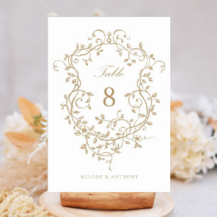 Gouden Elegante Franse Victoriaans Floral Crest Kaart