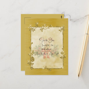 Gouden Elegante Glanzende Frame Save the Date Briefkaart