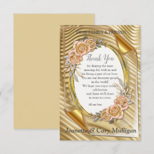 Gouden Elegante Golf Effect & Rozen Bladeren en Vo RSVP Kaartje