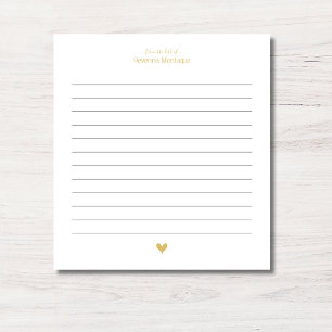 Gouden Elegante Hart Minimalistisch Aangepaste Naa Notitieblok