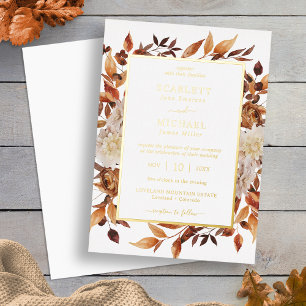 Gouden Elegante Herfst Bruiloft Folie Uitnodiging