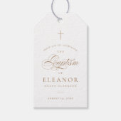 Gouden Elegante Kalligrafie Doop Dank u Favor Cadeaulabel (Voorkant)