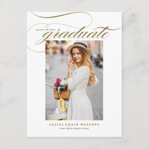 Gouden Elegante Kalligrafie Foto Afstudeerfoto Aankondigingskaart