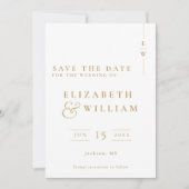 Gouden Elegante Moderne Monogram Fotobruiloft Save The Date (Voorkant)