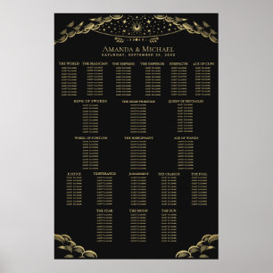 Gouden Elegante Mystieke Tarot Bruiloft Zitplaats Poster