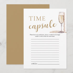 Gouden Elegante Parels en Prosecco Time Capsule Ka Kaart