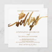 Gouden Elegante Script uitnodiging (Voorkant / Achterkant)