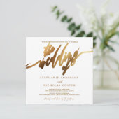 Gouden Elegante Script uitnodiging (Staand voorkant)