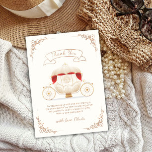 Gouden Elegante Sprookjes Koets Baby Shower Bedankkaart