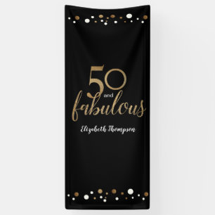"Gouden Elegantie: 50 & Fabulous Gepersonaliseerde Spandoek