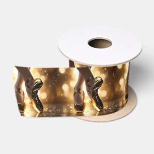 Gouden Elegantie: Ballerina Schoenen op Gold Bokeh Lint