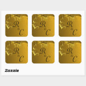 Gouden Elegantie Bruiloft Monogrammen Vierkante Sticker (Vel)
