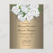 Gouden Elegantie en Witte Bruidsboeket Bruiloft Briefkaart (Voorkant)