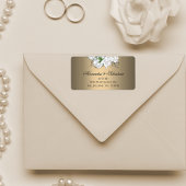 Gouden Elegantie en Witte Rozen Bruiloft Etiket