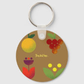 Gouden Elegantie Moderne Bloemen Fruit Sleutelhanger (Voorkant)