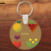 Gouden Elegantie Moderne Bloemen Fruit Sleutelhanger (Voorkant)