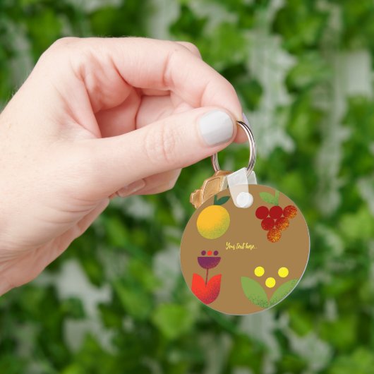 Gouden Elegantie Moderne Bloemen Fruit Sleutelhanger (Hand)