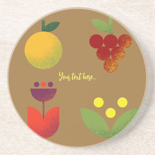 Gouden Elegantie Moderne Bloemen Fruit Zandsteen Onderzetter (Voorkant)