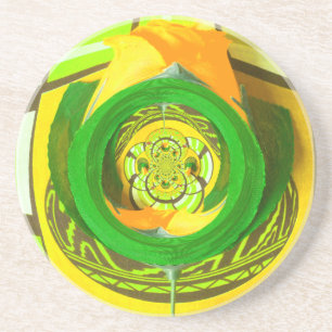 Gouden Elegantie: Mooie Afrikaanse Gele Roos Kunst Zandsteen Onderzetter