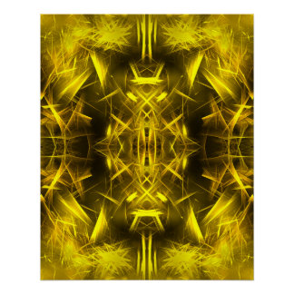 Gouden Elektrisch Plasma Fractale Kunst Perfect Poster