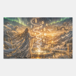Gouden Elfen Fantasy Licht – Impressionistische Fa Rechthoekige Sticker