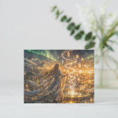 Gouden Elven Fantasie Licht Impressionistische Fan Briefkaart (Staand voorkant)