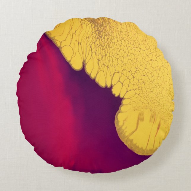 Gouden Ember Abstract Rond Kussen (Voorkant)