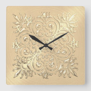 Gouden Embossed Look Romeinse cijfers Vierkante Klok